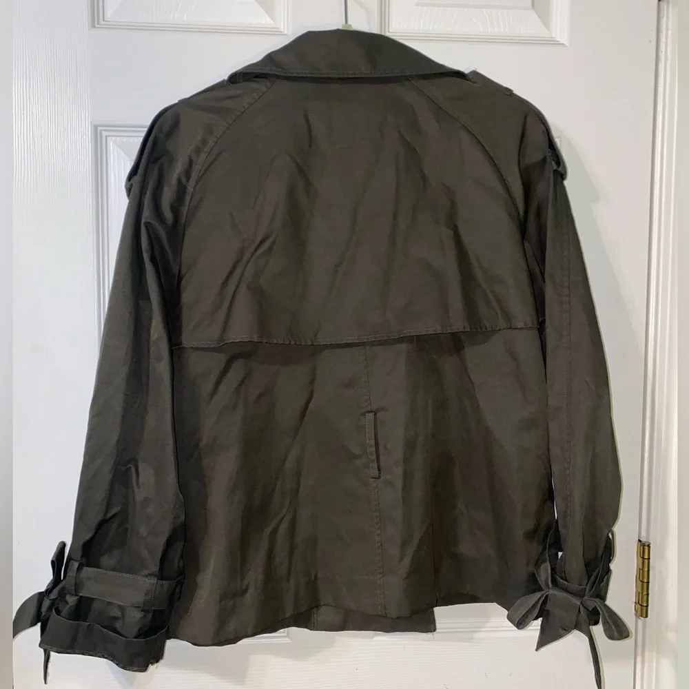 Simply Vera Vera Wang Dark Olive‎ Short Trench Coat - Picture 4 of 6